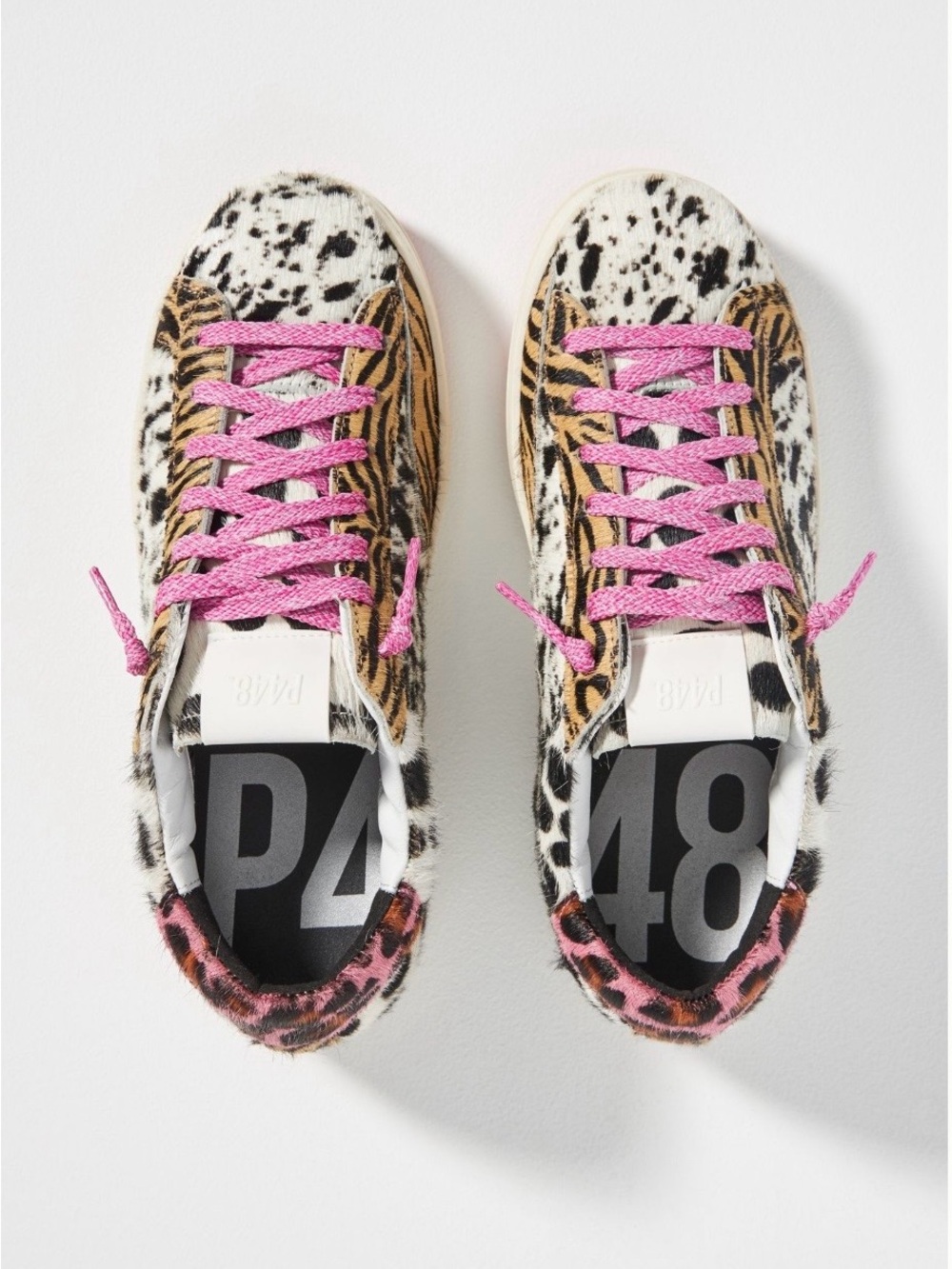 P448 John Sneakers - Animal Print with Pink Laces - size 9